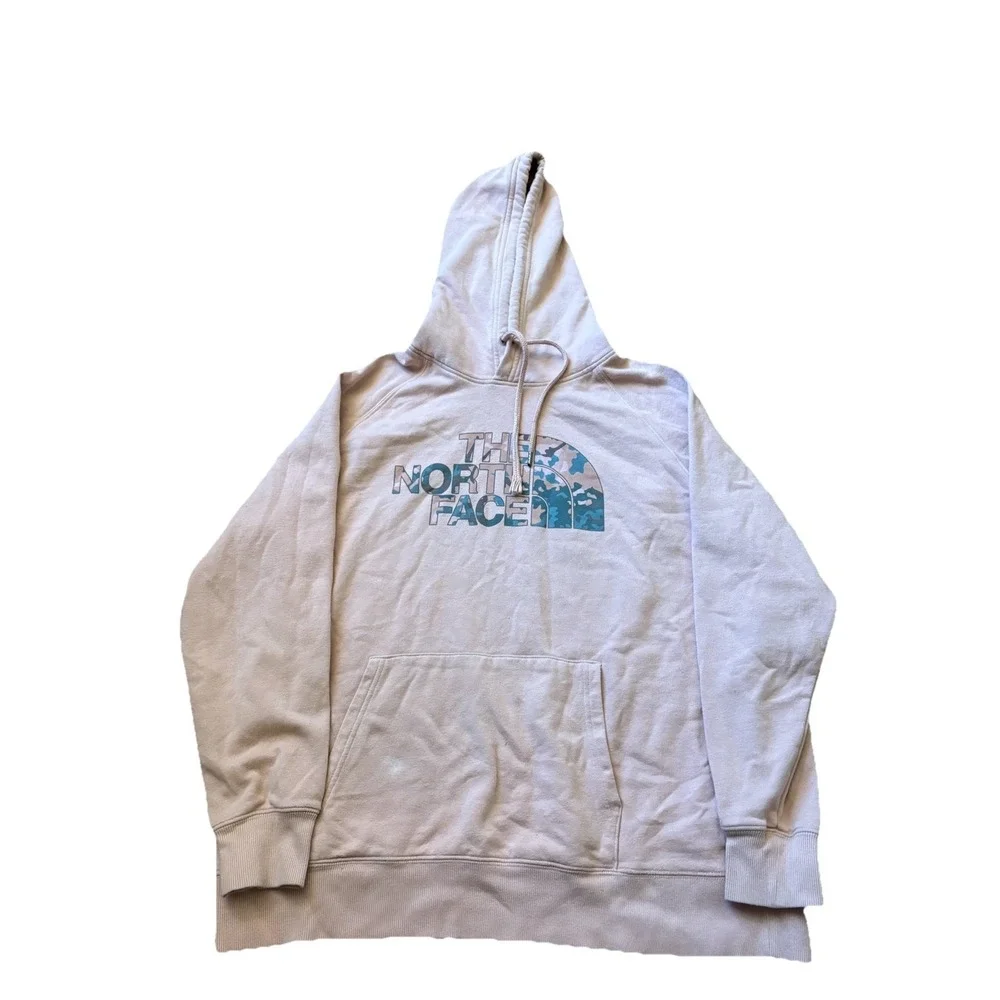 The North Face Men's Pink Camo Logo Fleece Pullover Hoodie XL